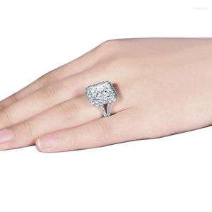 Cluster-Ringe LESF 925 Sterling Silber Damenring 5 Strahlenschliff Sona Simulierter Diamant Hochzeit Mode Verlobungsschmuck