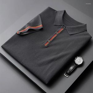 メンズポロスニットラグジュアリー高品質の短いポロシャツスリムフィットメンズハーフスリーブサマーシンプルラペルトップハイエンドTシャツ