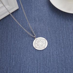 Pendant Necklaces Solomon Wheel Of Fortune (AGLA) And Protection The Archangels Pendants Necklace Stainless Steel Talisman