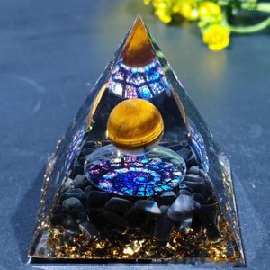 Statuette decorative Albero della vita Piramide di orgonite Cristalli curativi Energia Reiki Chakra Moltiplicatore Meditazione Pietra in resina Raccolta fortunata