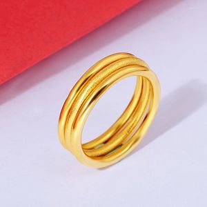 Fedi nuziali Stile semplice Donna Uomo Amante Coppia Anello Oro giallo riempito Solid Smooth Band Regalo 1 pz