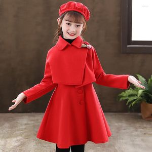 Girl Dresses Children Spring Autumn Thick Warm Woolen With Hat Pink Vestidos Winter Long Sleeve Dress Baby Girls Clothes 3 12 Years