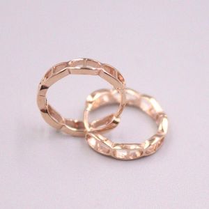 Hoop Earrings Pure Solid 18K Rose Gold Ear Ring Women Craved Lovely Pig Nose Shape Circle Earring