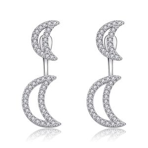 Pin orecchino coreano all'ingrosso in argento sterling grazioso e alla moda Moon Studs gioielli femminili Eardrop