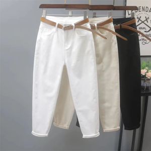 Dżinsowe dżinsy białe dżinsy luźne spodoble haremowe wiosna letnie koreańskie spodnie dżinsowe do kostki Lady Cowboy spodni khaki czarny 230303