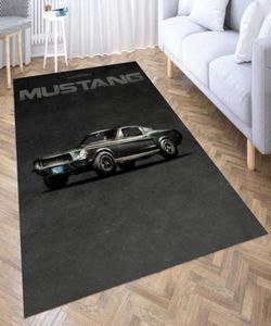 Halılar Mustang 3d Baskı Odası Yatak Odası Antislip Peluş Kat Paspasları Ev Moda Halı Kamaları Dropcarpets5261345