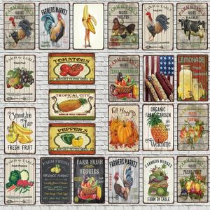 Farm Market Metal Tin Sign Animal Fruit Metal Plate Shabby Chic Wall Home Restaurant Farm Art Man Cave Decoration Personlig tennskyltar Storlek 30x20 W01