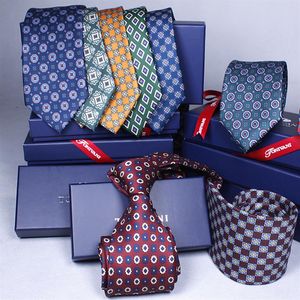 7 5cm Silke For Men Tie Geometric Mönster Slips Suit Business Wedding Party Formal Neck Ties Gifts Cravat274a