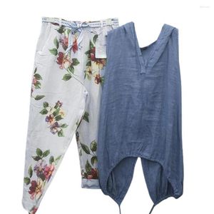 Women's Two Piece Pants Comfortable 2 Pcs/Set Simple Floral Pattern Summer Hoodie Trousers Set Casual Vest Strap Daily Garment