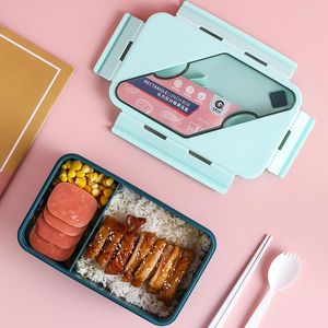 Dinnerware Sets Microwave Lunch Box Leakproof Cute With Spoon Chopsticks Storage Container Children Kids School Office Bento