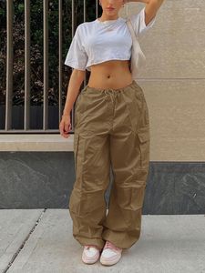 Damenhose Y2K Baggy Cargo Damen Kordelzug Niedrige Taille Vintage Lässige Streetwear Lose Breites Bein Herbsthose Jogginghose