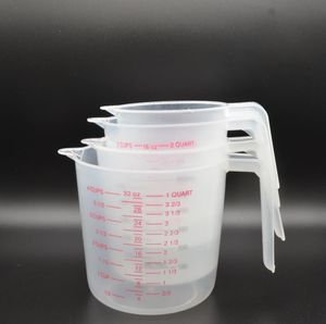 250/500/600/1000 ml Plastiska transparenta mätkoppar Tools kanna Häll Spout Surface Kitchen Tool Graduated Measuring Cup Cooking Supplies SN4095