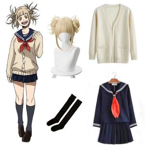 Anime kostümleri anime benim kahraman akademisi cosplay gel boku no kahraman akademisi himiko toga cadılar bayramı giyim jk üniforma kazak ceket peruk geliyor z0301