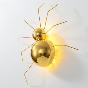 Vägglampor Postmodern Luxury Lamp Golden Spider Bakgrund Dekorativ restaurang TV Cafe Street Light