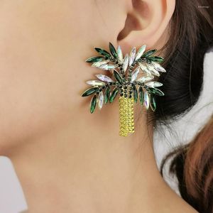 Orecchini a bottone Bohemian Coconut Tree Crystal Strass colorati Orecchino Gioielli da spiaggia Grandi accessori moda donna