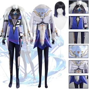 Costumi anime Genshin Impact Yelan Cosplay Vieni Set completo Uniforme Colore misto Parrucche resistenti al calore Yelan Gioco di ruolo Arriva Z0301