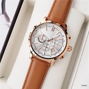 Luxury Mens Boss Watch Quartz All Small Dial Work Hugo Chronograph Men Leather Waterproof Watches Montres188V