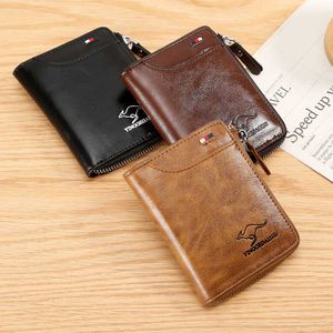 Wallets New Kangaroo Wallet Men's Soft Leather Large Capacity Wallet Vertical Driver's License Antitheft Multi Card Position Men WalletL230303