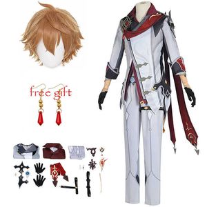 Anime Costumes Anime Genshin Impact Tartaglia Cosplay Come Childe Full Set Perg Kolczyki Halloween impreza przychodzi Z0301