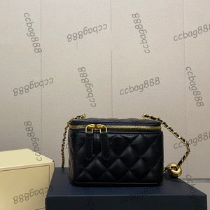 22K Designer Pearl Crush Gold Ball Box Bags Mirror Lambskin Vanity With Metal Hardware Matelasse Chain Crossbody Shoulder Card Holder Mini Cosmetic Case 10cm/16cm