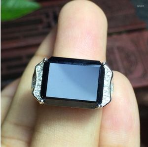 Anel de safira natural do cluster anel de safira natural 925 Atacos de prata esterlina jóias finas 10 14mm