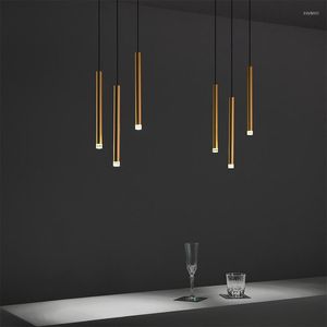 Pendant Lamps Modern Dining Lights For Kitchen Islands Cafe Bar Stair Straight Down Light Minimalist Bedroom Bedside Small Chandelier