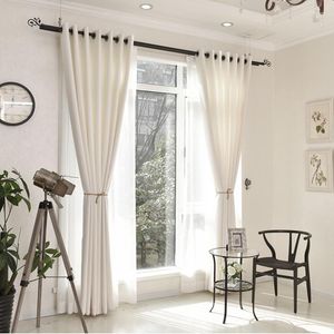 Curtain Modern Solid White Curtains For Living Room Bedroom Window Semi-shading Japanese Korean Style Ready Made