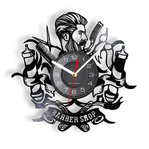 Настенные часы парикмахерская парикмахерская виниловая запись креативные 3D Diy Wall Clock Современный дизайн роскошные кварцевые настенные часы Home Decor 230303
