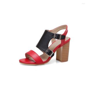 Sandals Big Size 13 14 15 16 17 High Heels Women Shoes Woman Summer Ladies Rough Heel Buckles Open-toed Deep Mouth