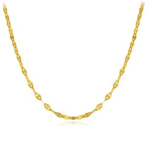Chains Pure Solid 999 24K Yellow Gold Lip Necklace 2mmW Lucky Coffee Chain Women Gift