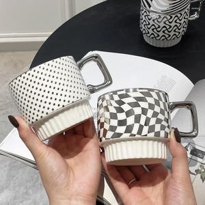 Muggar Light Luxury Silver Mug Ceramic Cup Home Par Drinking Coffee Designer Water Girl Teacup Cups