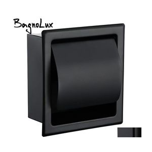 car dvr Toilet Paper Holders Modern Wall Mount Matte Black 304 Stainless Steel Bathroom Holder Wc Roll Tissue Box 2248Mb T200107 Drop Delive Dhnho