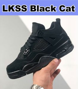 LKSS Black Cat Jumpman 4 4S Shoes Og Mens Basketball Sneaker Sports Sneakers