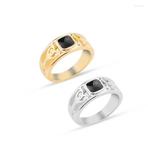 Bröllopsringar märke ihålig svart emalj saxälskare hjärtform guld silver färg ring engagemang