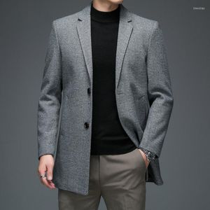 Men's Suits Winter Autumn Men Gray Coffee Cashmere Wool Blazers England Style Soft Warm Sheep Woolen Blended Jackets Suit Elegant Outfits