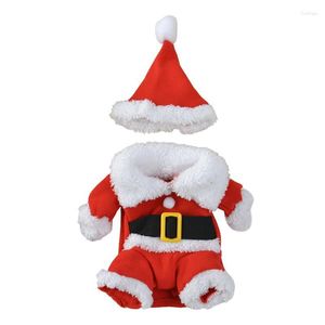 Dog Apparel Cat Christmas Costume Set Clothes Santa Hat Pet Dressing Up For Halloween