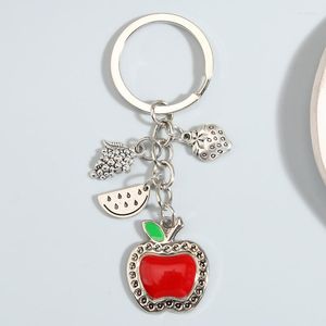 Keychains Cute Fruit Keychain Apple Banana Cherry Orange Key Ring Strawberry Watermelon Chains For Women Men DIY Handmade Jewelry Gift