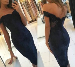 Abito da cocktail sexy blu navy Stile arabo Dubai Lunghezza al ginocchio Abbigliamento formale da club Abito da ballo di fine anno per il ritorno a casa Taglie forti