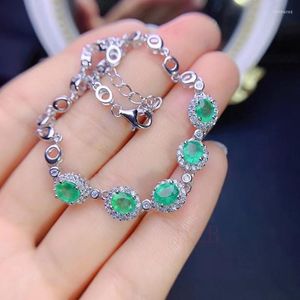 Cluster Rings Charm 925 Silver Bracelet For Women True Natural Emerald Fashion Clothing Jewelry 2023 Trend