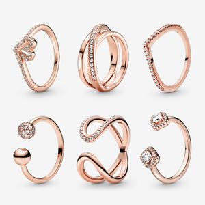 925 Silver Women Fit Pandora Ring Original Heart Crown Fashion Rings Infinity Love Heart Engagement