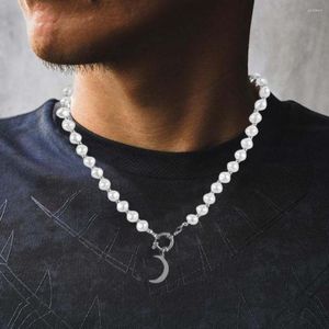 Pendant Necklaces Men Faux Pearl Necklace Classic Moon Party Jewelry