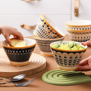 Skålar retro nordiskt keramiskt ris kreativt hushåll 5-tums höga lamian nudlar efterrätt hatt trumpet skål tabell