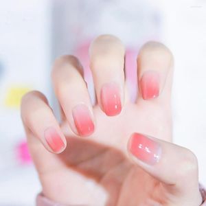 Falska naglar 24 st/set artificiella nagelpetsar enkel operation trim lätt ingen luktljus gradient färg vanlig full för DIY