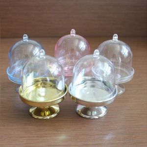Gift Wrap 6/12/24pcs PVC Candy Box Wedding Decoration Boxes Tray Shape Clear Gold Party Favor Transparent Cake BoxGift