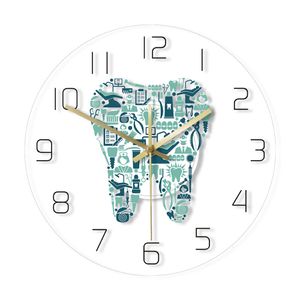 Orologi da parete Odontoiatria Dente Orologio da parete Simboli per la cura dei denti Orologio da appendere in acrilico Movimento silenzioso Orologio da parete Reparto dentale Decor Segno da parete 230303