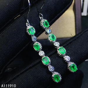 Dangle Earrings KJJEAXCMY Fine Jewelry 925 Sterling Silver Inlaid Natural Emerald Ladies Support Detection
