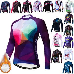 Camas de ciclismo Tops WeimoStar Winter Cycling Jersey Mulheres de manga longa Jersey Jersey Tops Maillot Thermal Bicycle Shirt Road Cycling Clothing T230303