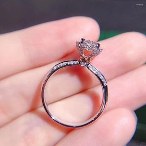 Кластерные кольца aeaw Natural Real Diamond Wedding Cring Ring Luxury 0,5CT 5 мм 18K Белого золота цветок для женщин