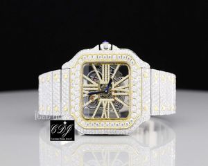 Mechanical High End Marka Custom Moissanite Watch Luksusowy oryginalny zestaw ręczny lodowany Diamond Hip Hop Bust Watch