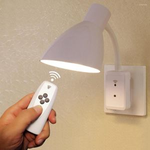 Night Lights Intelligent Wall LED Light Remote Control Bedside Lamp Socket Plug Switch Time Setting Three Modes Dimming